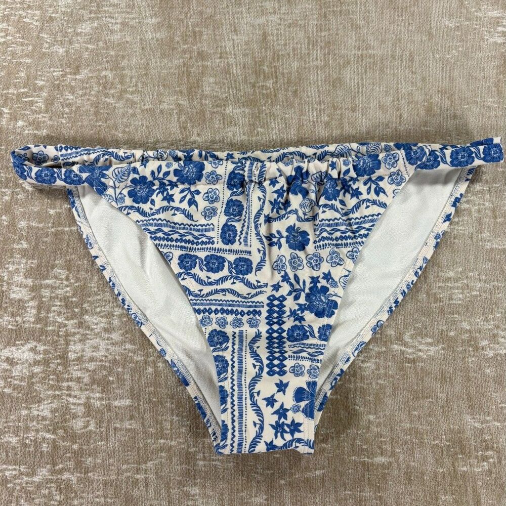 Wild Fable Low-Rise Extra High Leg Bikini Bottom Blue Motif XL NWT